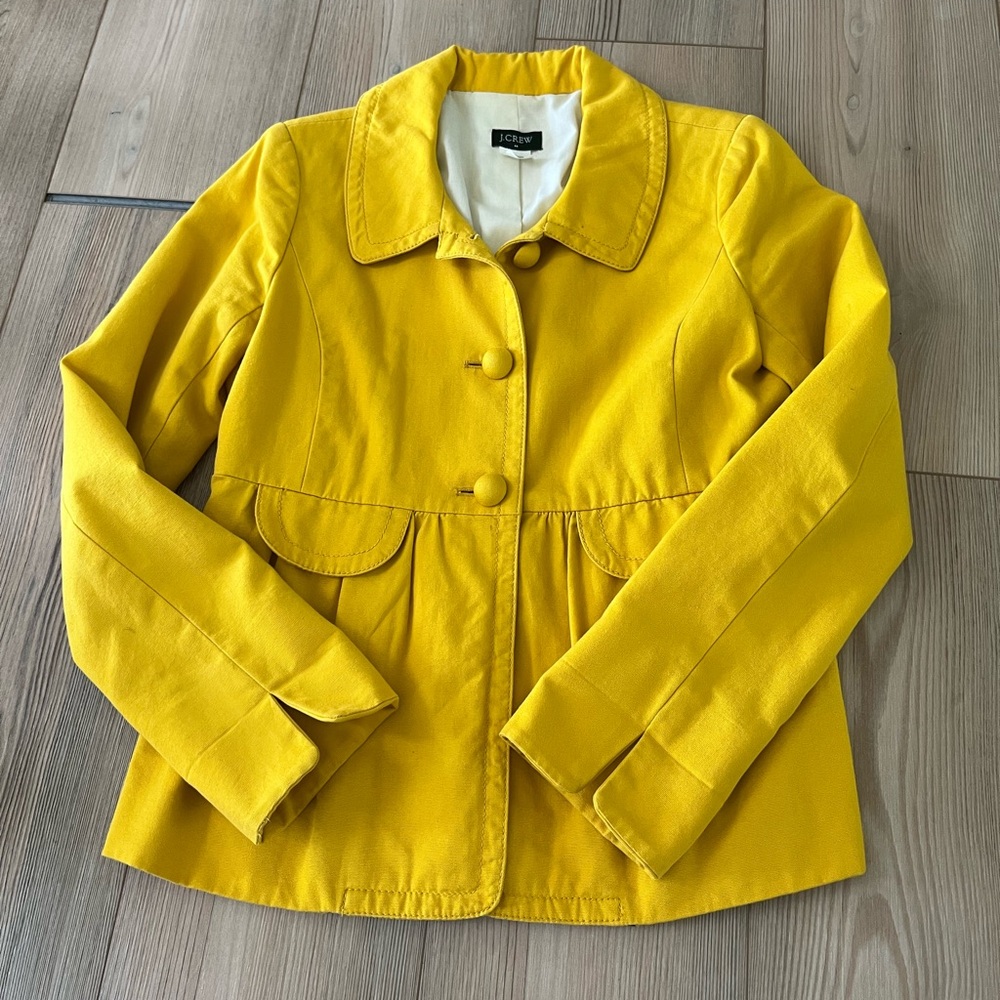 J. Crew Yellow Button-Front Peplum Jacket